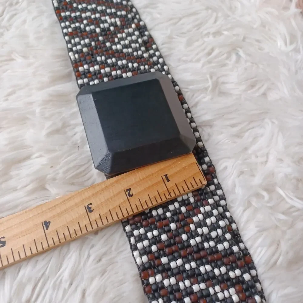 VTG Banana Republic Glass Beaded Stretch Belt bohemian, hippie-inspired design
